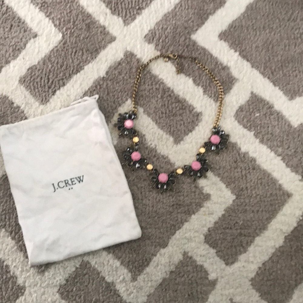 J Crew Pink Crystal Stone Statement Necklace
